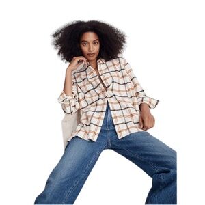 Madewell Boyfriend Flannel Oversized Dempsey Plaid Long Sleeve Shirt